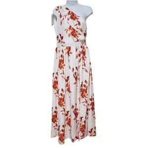 Red and White One Shoulder Floral Maxi sz S